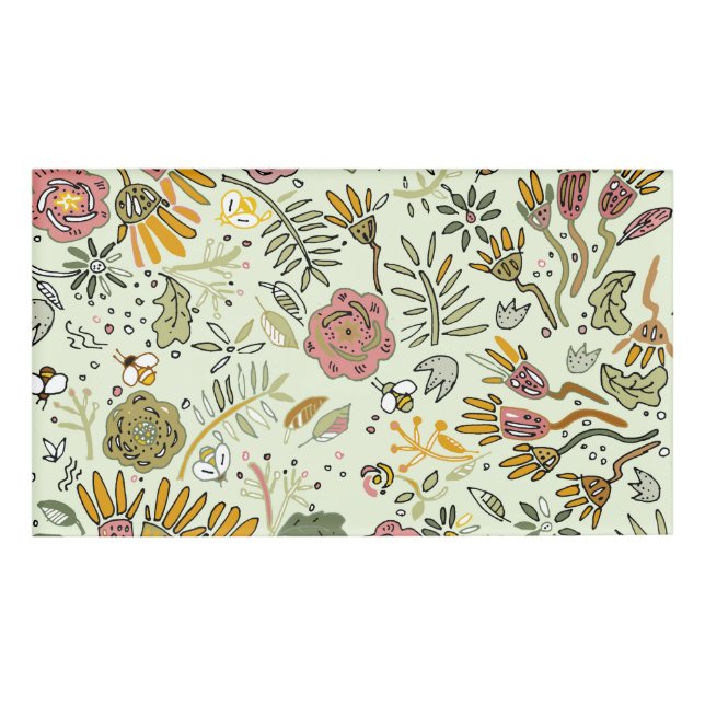 Badge D'identification Aquarelle Florale Fleurs d'abeille Élégante Modern (Devant)