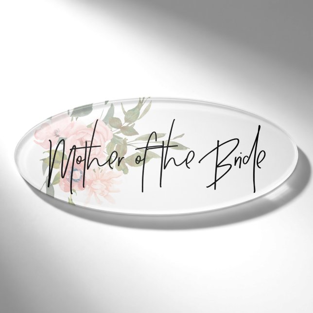 Badge D'identification Aquarelle Mariage floral mère de la mariée (Devant)