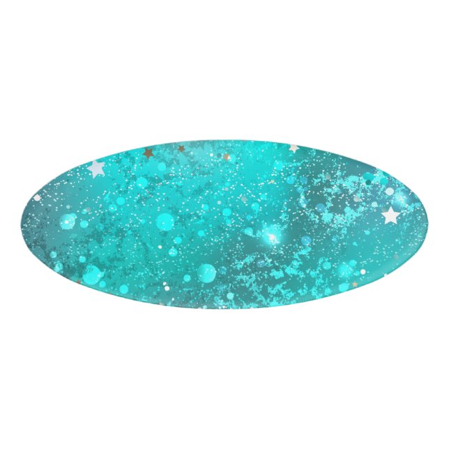 Badge D'identification Arrière - plan à huile Turquoise de la menthe (Devant)