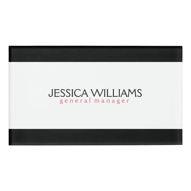 Badge D'identification Arrière - plan blanc de bordure noire (Devant)