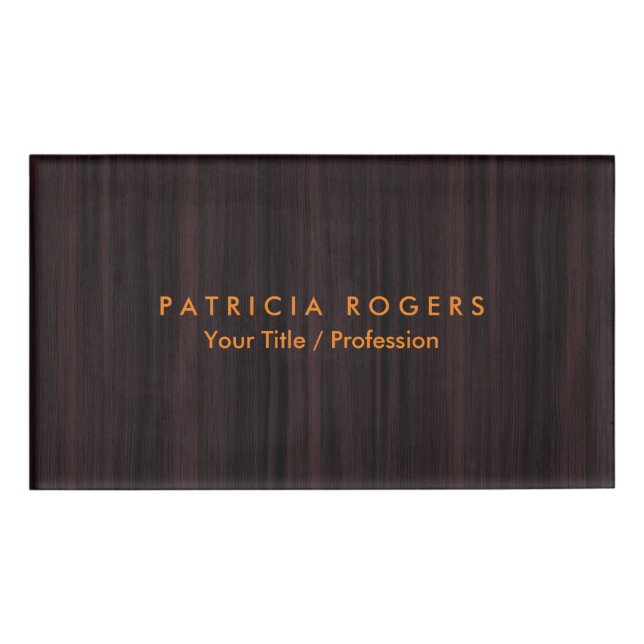 Badge D'identification Arrière - plan en bois Orange Brown Professionnel (Devant)