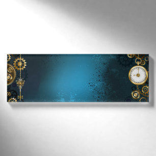 Badge D'identification Arrière - plan turquoise à vapeur avec Gears