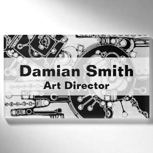 Badge D'identification Art Géométrique Noir Et Blanc 4