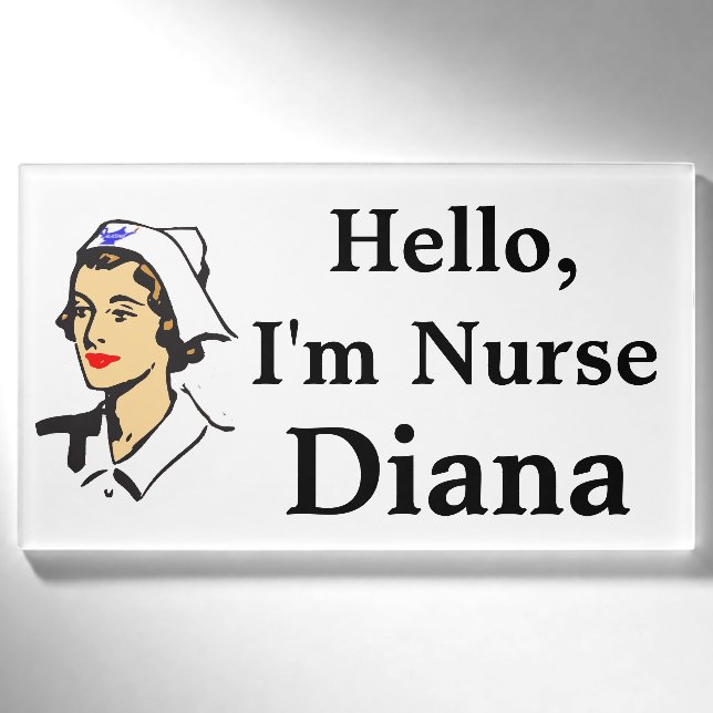 Badge D'identification Balise Bonjour personnalisée, Infirmière Im (Devant)