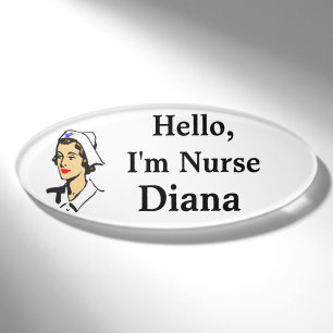 Badge D'identification Balise Bonjour personnalisée, Infirmière Im