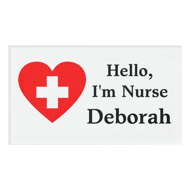 Badge D'identification Balise Bonjour personnalisée, Infirmière Im (Devant)
