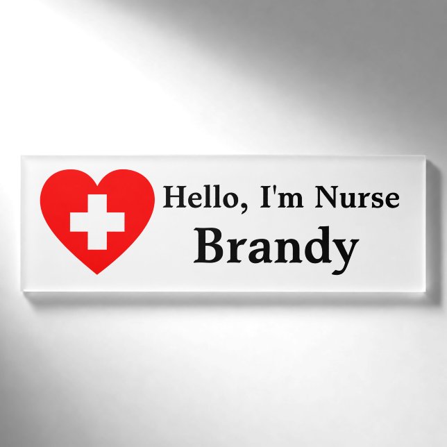 Badge D'identification Balise Bonjour personnalisée, Infirmière Im (Devant)