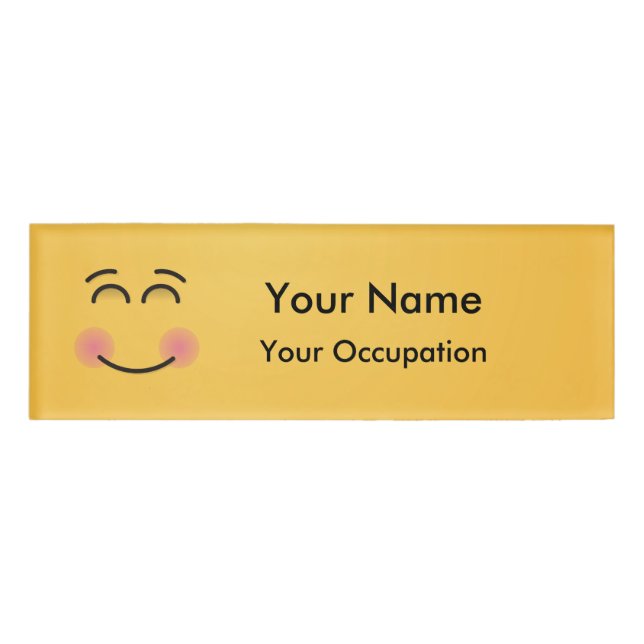 Badge D'identification Balise de nom du visage souriant avec yeux sourian (Devant)