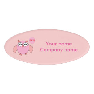 Badge D'identification Balise de nom personnalisé de l'amour rose mignon