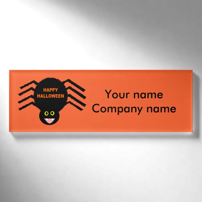 Badge D'identification Balise de nom personnalisé Halloween Black Spider (Devant)