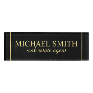 Badge D'identification Balise de nom professionnel Black and Gold