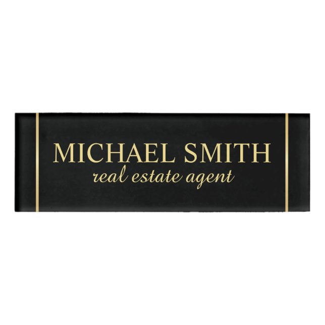 Badge D'identification Balise de nom professionnel Black and Gold (Devant)