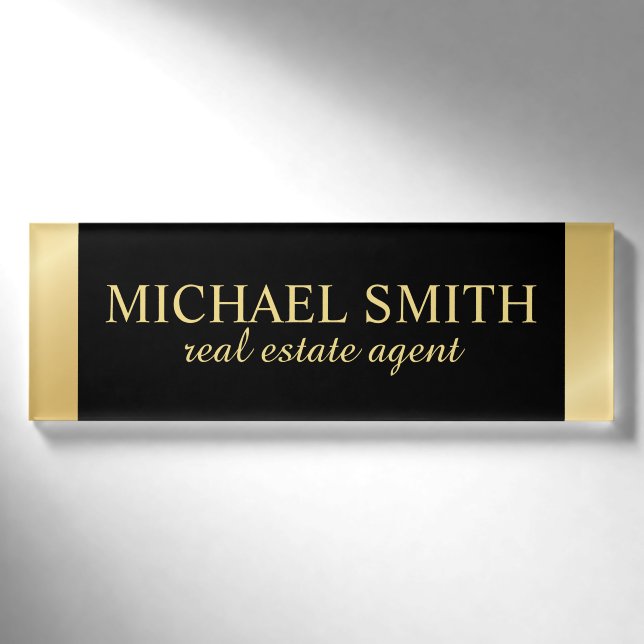 Badge D'identification Balise de nom professionnel Black and Gold (Devant)