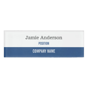 Badge D'identification Balise de nom professionnel bleu blanc et gris