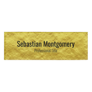 Badge D'identification Balise de nom professionnel Faux Gold Foil Black T