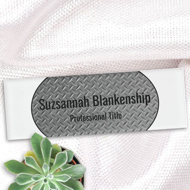 Badge D'identification Balise Faux Metal Diamond Plaque Blanc Bordures No (Créateur téléchargé)