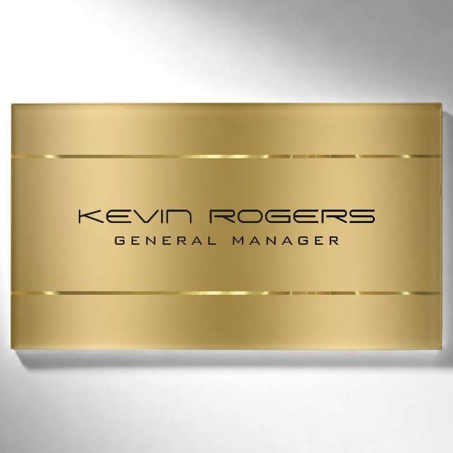 Badge D'identification Balise Gold Stripes Modern Geometry Design Nom (Devant)