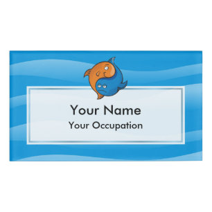 Badge D'identification Balise Nom du dessin de poisson Yin Yang