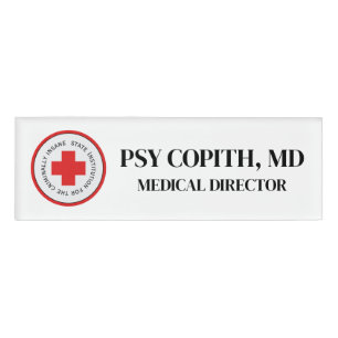 Badge D'identification Balise Nom du faux docteur Halloween Asile fou