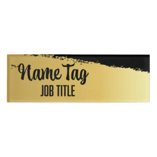 Badge D'identification Balise Nom noir et or