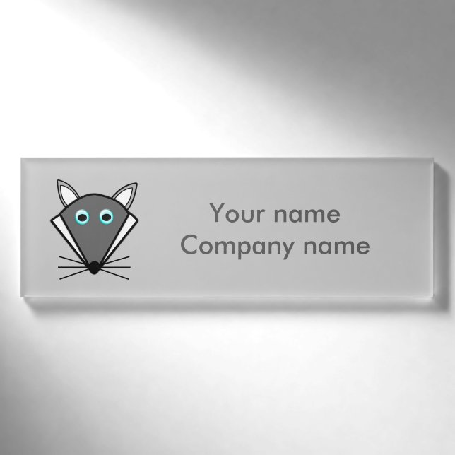 Badge D'identification Balise Nom personnalisé du loup d'Halloween mignon (Devant)