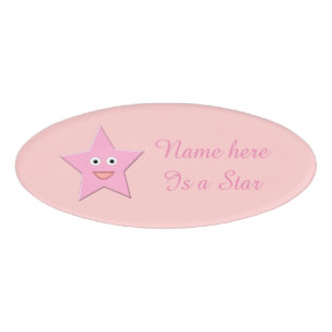 Badge D'identification Balise Nom personnalisé d'une jolie étoile rose
