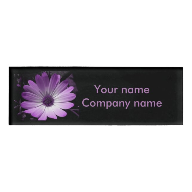 Badge D'identification Balise Nom personnalisé Fleur marguerite violette (Devant)