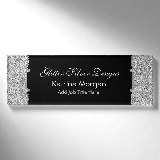 Badge D'identification Balise parties scintillant Silver Elegance Skinny  (Devant)