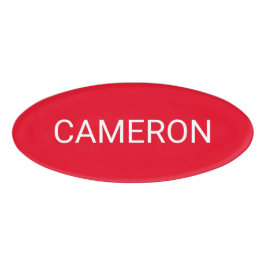 Badge D'identification Balise rouge acrylique ovale professionnelle magné