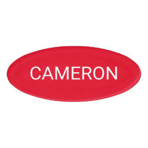 Badge D'identification Balise rouge acrylique ovale professionnelle magné