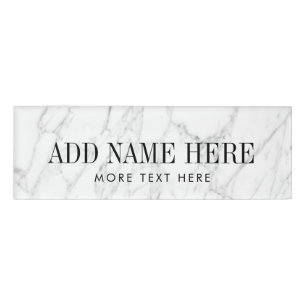 Badge D'identification Balises de nom en marbre blanc magnétique avec nom
