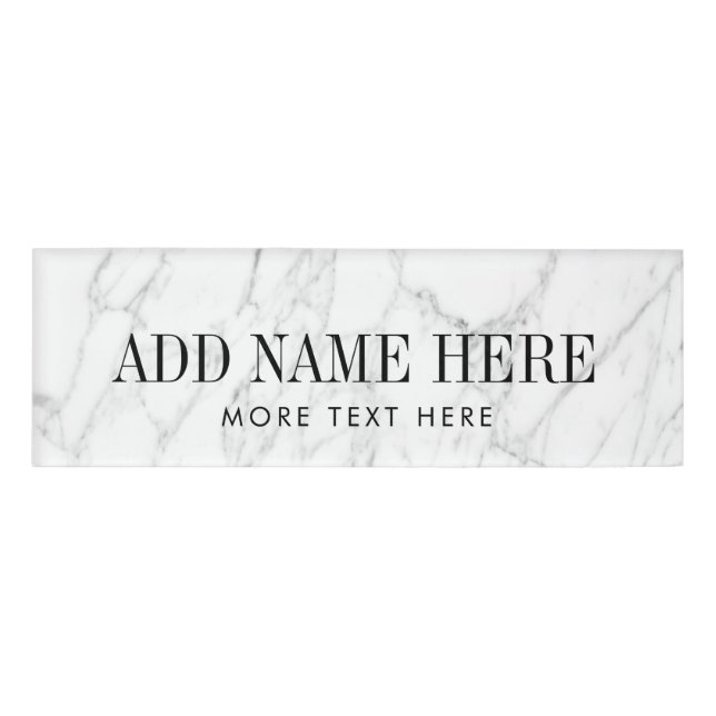 Badge D'identification Balises de nom en marbre blanc magnétique avec nom (Devant)