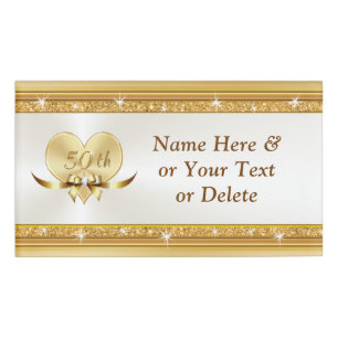 Badge D'identification Balises de nom magnétique personnalisé Gold 50th A