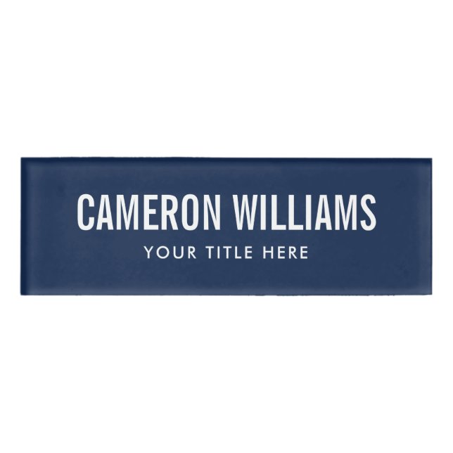 Badge D'identification Balises de nom magnétique professionnel bleu foncé (Devant)