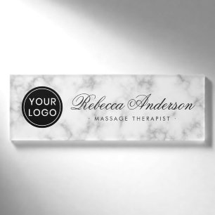 Badge D'identification Balises de noms magnétiques en faux marbre blanc 