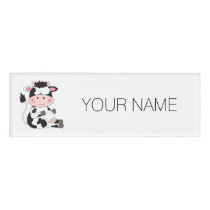 Badge D'identification Bande dessinée mignonne de vache à bébé