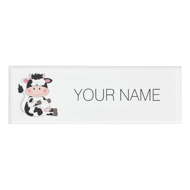 Badge D'identification Bande dessinée mignonne de vache à bébé (Devant)