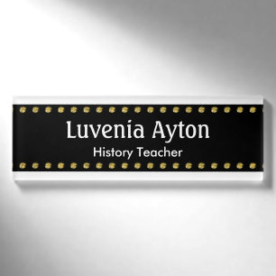 Badge D'identification Bande noire avec points dorés + vos idées