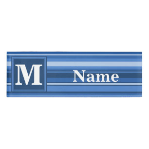 Badge D'identification Bandes bleu monogramme