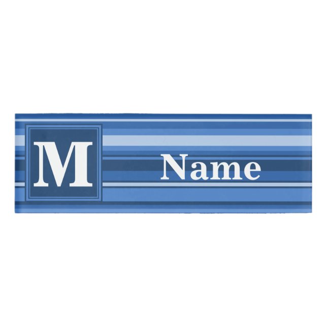 Badge D'identification Bandes bleu monogramme (Devant)