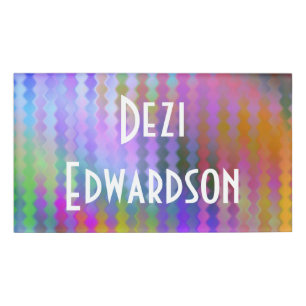 Badge D'identification Bandes de diamants multicolores + votre nom