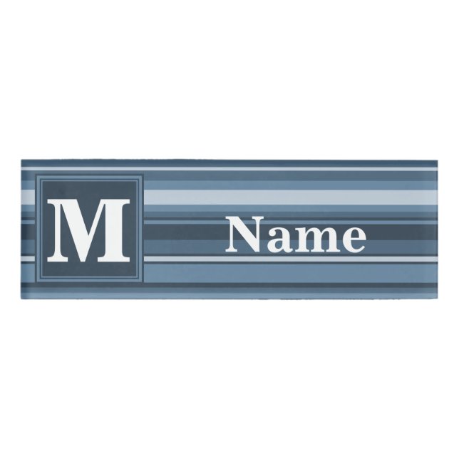 Badge D'identification Bandes gris monogramme (Devant)