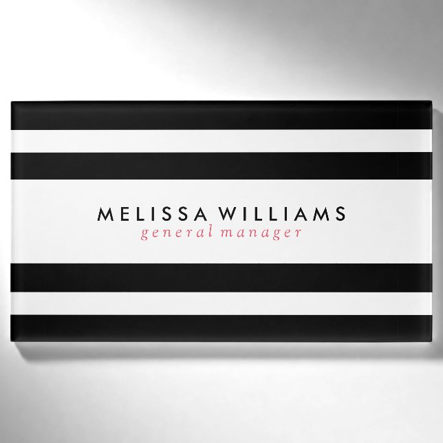 Badge D'identification Bandes noires et blanches Design moderne (Devant)