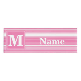 Badge D'identification Bandes rose monogramme