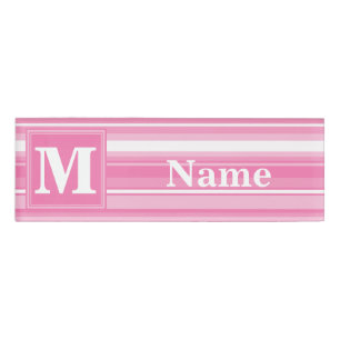 Badge D'identification Bandes rose monogramme