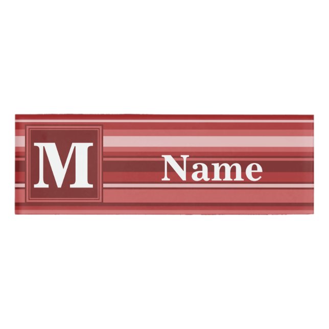 Badge D'identification Bandes rouges monogrammes (Devant)