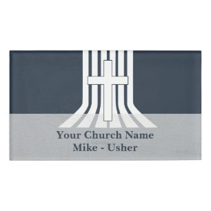 Badge D'identification Bienvenue Navy White Christian Church Usher