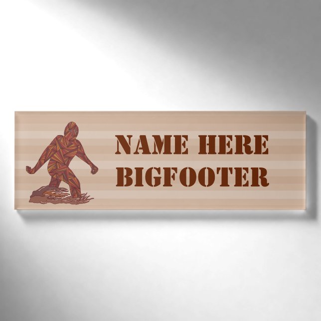 Badge D'identification Bigfoot Walking Sasquatch Crypto Drôle Nom Ici (Devant)
