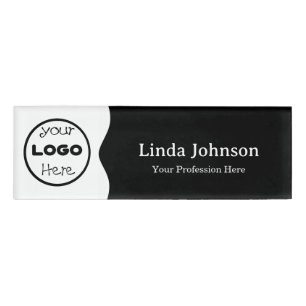 Badge D'identification Black and White Moderne Élégance Personnel employé