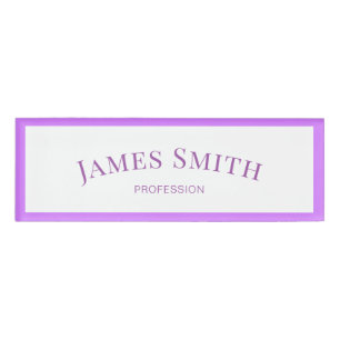 Badge D'identification Blanc chic et violet clair : Professionnel minimal